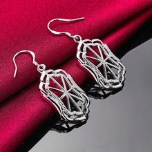 925 Sterling Silver Plated Geometric Drop Earrings For Women Lady Wedding Engagement Party Fashion Jewelry - Silver - View 3