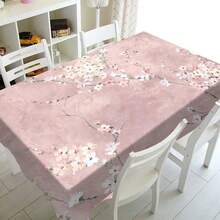 1pc Delicate Cherry Blossom Pattern Tablecloth - Essential For Home Decor, Suitable For Picnic, Camping, Wedding, Birthday Party, Restaurant - Durable Tablecloth For Home And Holiday Decor - Black - View 5