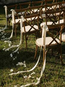 1/5/10Pcs Satin Wedding Chair Bows With Long Tails 43.3In Wedding Aisle Decorations Sashes With Ties White Chair Sashes Draping Ribbons Bows For Wedding Banquet Party Bridal Shower Events Paty Decoration