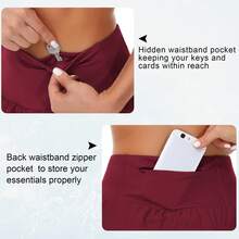 Running Shorts For Women With Liner High Waisted Lightweight Womens Workout Shorts With Pocket - Màu Đỏ Sâu - Xem 5