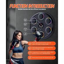 1 Piece Black Music Boxing Machine, Wall Mounted Music Boxing Machine With Gloves. Equipped With 12 Adjustable Speeds, The Hitting Surface Is Made Of High-Elastic Foam Material To Enhance Shock Absorption. Boxing Music Exercise Machine For Home, Indoor And Gym. - Black - View 6