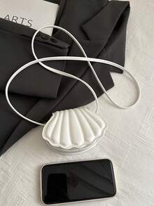 时尚迷你单肩包，优雅贝壳包，适合派对、婚礼、晚宴和宴会、搭配婚纱、正式服装、舞会礼服、生日服装 - 白色 - 查看 2