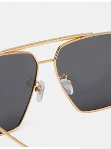 1pc Metal Y2K Futuristic Square Double-Bridge Fashionable Fashion Glasses, Versatile &