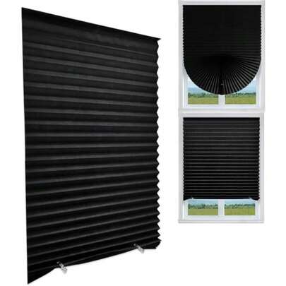 1 件无绳遮光百褶窗帘，无需钻孔临时窗帘，自粘式迷你百叶窗适用于客厅和浴室房间装饰家居装饰