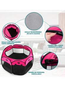 Pet Playpen House For Dogs Simple Foldable Portable Multifunctional - روز أحمر - مشاهدة 6