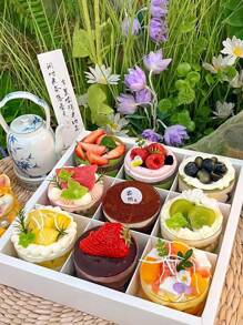 2pcs/4pcs Multicompartment Dessert Box With Transparent Lid & Dividers, 6-Slot 9-Slot Cupcake Box Suitable For Mini Cupcakes, Chocolate Dipped Strawberries, Brownies & Snacks, Suitable For Wedding, Holiday, Birthday Party Dessert Packaging