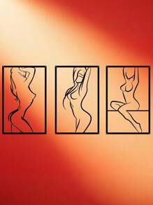 1PC Living Room Wall Art ,Abstract Female Outline Iron Wall Hanging Black