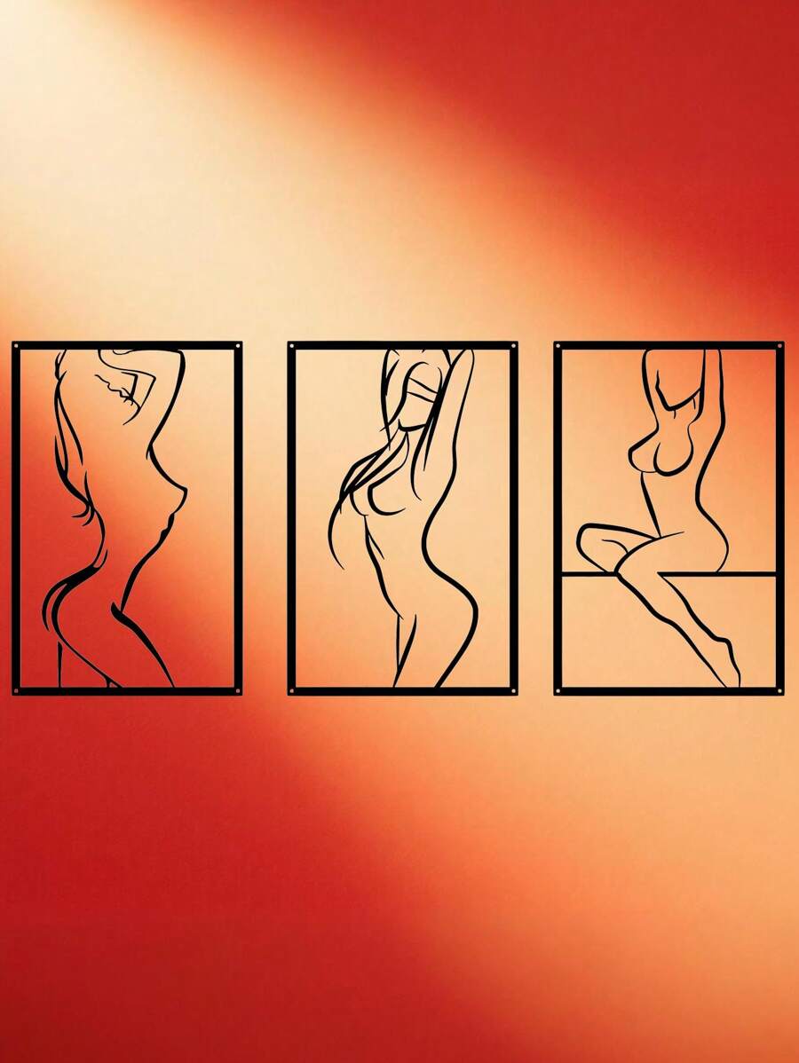 1PC Living Room Wall Art ,Abstract Female Outline Iron Wall Hanging Black