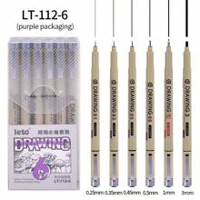 Set de 6 bolígrafos de punta fina negros en miniatura, bolígrafos de múltiples tamaños de línea para dibujos, ilustraciones, bocetos, animación, de vuelta a la escuela