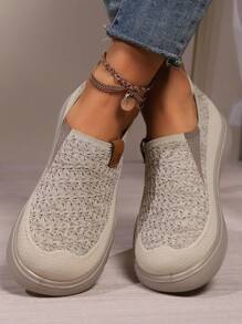 New Mesh Breathable Casual Soft Sole Sneakers, Anti-Slip Slip-On Comfort Shoes For Women