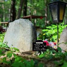 4-Season Gift In Memory Of Husband, Black Acrylic Garden Stake - Waterproof Condolence Plaque With Butterfly & Floral Design, Durable Outdoor Gravesite Decor For Patio, Lawn Or Garden, Suitable For Easter Or Year-Round Tribute, Husband Tribute | Elegant Sentiment | Waterproof Plaque, Memorial Keepsake