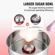 Electric Cotton Candy Machine, 1000W Candy Floss Maker, Commercial Cotton Candy Machine With Stainless Steel Bowl, And Sugar Scoop, Perfect For Home Kids Birthday, Family Party (Red) - US A Type Plug(110-127V) - View 2