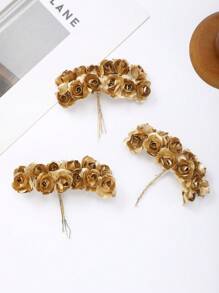 3 lots de roses miniatures artificielles en papier de couleurs mélangées, fleurs artisanales petites pour artisanat, fleurs miniatures pour bouquet de mariage. Fleurs en papier miniatures avec tiges pour artisanat DIY, scrapbooking et embellissement