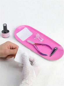 1pc Square Oval Nail Accessory Tool Storage Dish Stainless Steel Plate Nail Decorations Display Tray - Multicolor - View 7