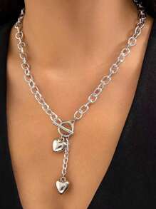 Collar de colgante de llave en forma de candado de cadena punk europeo y americano para mujeres, clásico y de moda, pulsera geométrica con hebilla OT y cadena microincrustada