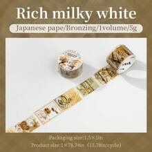1 Rolle 2m Retro Stempeldekorative Washi Tape, kreative ästhetische Aufkleber, DIY-Dekorationen für Scrapbooking, Tagebücher, Geschenke, personalisierte Scrapbooks, Schulbedarf, Schulbedarf, Schulanfang