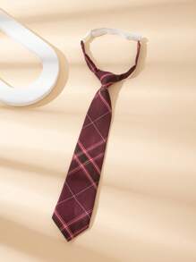 1pc 33cm Checkered Pre-Tied Tie For Teenagers & Children,  Student Necktie With Accessory For Festive Occasions, Performances, Suits & Dress Shirts