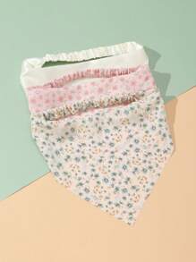 3 Stück Frauen einfache Ditsy Blumen Elastische Dreiecks Stirnbänder, schickes Haaraccessoire geeignet für den täglichen Gebrauch, Frühling/Sommer Bandana Kopftuch Haarschal