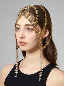 1 chiếc dây đeo đầu kiểu Ả Rập Boho cổ điển, bản lớn, thích hợp cho tiệc tùng, tiệc chiêu đãi, đám cưới, phù dâu, làm quà tặng, phụ kiện tóc cho nữ. - Mạ oxy hóa - Xem 10