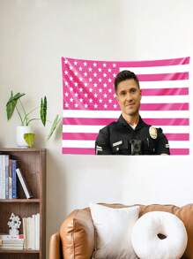 1pc MAGJIUKE Tim Bradford American Pink Flag Newcomer Tapestry, Polyester 90g Printed Wall Tapestry, Suitable For University Dormitory, Bedroom, Living Room, Home Decoration, Aesthetic Art Tapestry, Ideal Holiday Gift For Teenagers