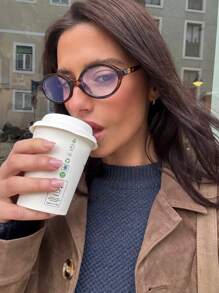 1 pièce Lunettes de femme à cadre ovale petit et elliptique, forme concave. Accessoires d'été pour l'étude, accessoires pour lunettes pour femmes