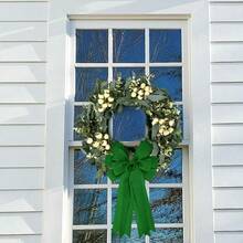 2 Pcs 20 X 10 Inch Large Pink Burlap Bows Easter Wreaths Bow For Gift Wrapping Spring Tree Topper Front Door Home Decorations - Green - View 6