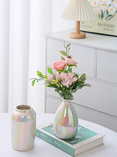 1 pieza Jarrón de cerámica decorativo, estilo minimalista moderno, adecuado para gabinete de TV, mesa de comedor, sala de estar, hogar, flores secas, hidroponía, repisa de chimenea, boda, fiesta, sala de estar, dormitorio, cocina, oficina, decoración del hogar