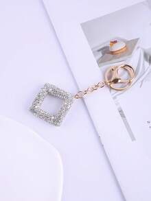 1pc Crystal Diamond Hollow Square Keychain Bag/Car Key Chain Decoration - Multicolor - View 13