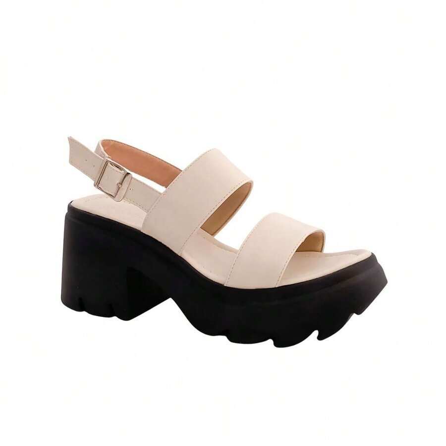 Women's Casual Platform Sandal Soft Sole Treated Flat - Blanco suave - Ver 1