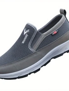1 Pair Men'S Slip-On Loafers - Solid Color Fabric Upper, Comfortable TPR Sole, Lightweight Walking Shoes For Men - Grey - View 4