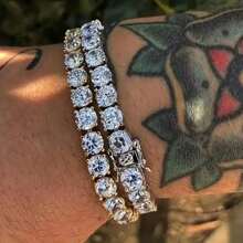 1 Peça Colar Cheio de Strass Estilo Hip Hop Masculino, Gargantilha de Zircônia Cúbica Quadrada com Strass, Joia de Luxo, Presente Perfeito para o Dia dos Pais