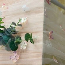 1pc Pleated Table Runner, Semi-Transparent Bali Crinkle Chiffon Table Runner, Bohemian Polyester Table Runner For Wedding Dining Table Decor, Bohemian Country Party Bridal Shower Decor