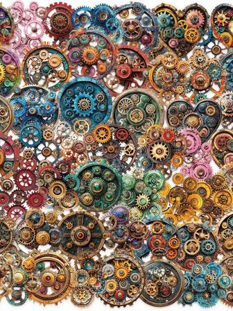 50pcs Transparent Vintage Aesthetic Stickers Retro Gear Stickers Craft Supplies PET Vinyl Sticker