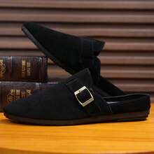 1 Paar Herren Halbzehenloafer, britischer Retro-Stil lässige Slip-On Schuhe, leichte weiche Leder Outdoor Mokassins