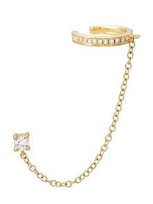 1 件流苏链方晶锆石耳夹式耳钉女士礼物软骨夹式耳环 - 鏈條耳夾 - 查看 14