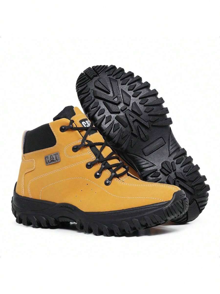 Men's Everyday Work Combat Boot In Synthetic Leather - 芥末黃 - 查看 1