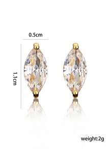 rakol 2pcs Gold-Color Cubic Zirconia Stud Earrings - Gold - View 4