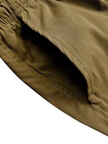 Hidkat [Primavera/Verano] Pantalones cortos tipo cargo de unicolor para hombre con múltiples bolsillos, pantalones cortos casuales con cordón para verano