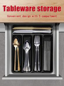 1pc Plastic Cutlery Organizer Box, Compartmentalized For Spoons, Forks, Knives, Chopsticks, Kitchen Cabinet Utensil Storage Box, Drawer Tray Organizer, Suitable For Kitchen, Drawers, Tabletops, Etc., Back To School Supplies - Cutlery Storage Box - View 6
