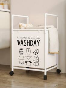 1pc Multi-Layer Mobile Floor Standing Storage Rack, Bathroom Laundry Basket Organizer Rack, Movable Shelves For Underwear And Dirty Clothes Storage, Bathroom Corner Rack