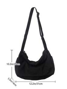 Retro Y2K Hobo Style Large Capacity Canvas Crossbody Bag, Durable Messenger Bag Suitable For School, Business, Outdoor, Party, Gift Sling Bag Fashion Men's Bags - Black - View 10