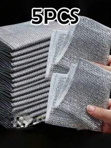 5/10/20/30pcs Iron Wire Sponge Cloths, Scratch-Free Metal Wire Dish Cleaning Cloths, Multi-Purpose Metal Wire Dish Scrubber, Easy To Rinse And Reusable, Metal Wire Cleaning Cloth, Metal Wire Dish Rag, For Kitchen, Sink, Pans, Washing And Cleaning Utensils, Sink, Counter, Stove, Reusable Kitchen Cleaning Towel, Dishcloth, Non-Lint, Stripe-Free, Washable Dishcloth, Kitchen Accessories, Kitchen Cleaning Tools, Kitchen Items, Cleaning, Kitchen Towel