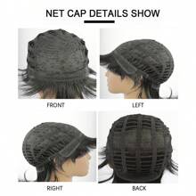 Billowig 黑色卷曲合成短发，刘海，高品质 1 英寸假发，用于女性日常穿着、角色扮演派对等。