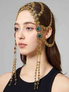 1 chiếc dây đeo đầu kiểu Ả Rập Boho cổ điển, bản lớn, thích hợp cho tiệc tùng, tiệc chiêu đãi, đám cưới, phù dâu, làm quà tặng, phụ kiện tóc cho nữ. - Mạ oxy hóa - Xem 6