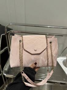 Nuova borsa da donna per primavera ed estate, borsa quadrata retrò alla moda, con patta di apertura, catena doppia in metallo, a tracolla, di piccola capacità, leggera ed estremamente semplice