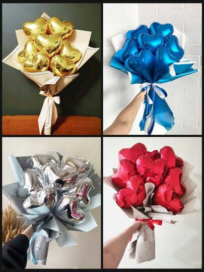 10 piezas de globos de papel de aluminio con forma de corazón de 10 pulgadas, en colores dorado, plateado, rosa dorado, rojo, verde, rosa, azul, morado, magenta, tamaño pequeño, adecuados para propuestas, decoración de aniversario de boda, sorpresa de cita, fiesta de cumpleaños, Halloween, regalo de Navidad, decoración de fiesta con tema dulce