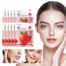 草莓面膜（1/3/5/10片装），保湿、修复晒后肌肤、提亮肤色、护肤、增强肌肤弹性、面部护理、修复熬夜后肌肤。可作为圣诞节、新年、约会或节日礼物。 - 粉色 - 查看 5
