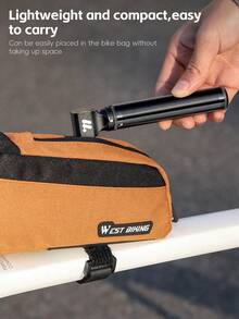 WEST BIKING Inflador de bicicleta Mini de 130PSI, inflador de emergencia portátil de aluminio para bicicletas de montaña y de carretera de alta presión - Multicolor - Ver 5