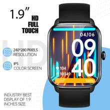 EIGIIS 1 Stück Unisex Smartwatch (Anrufe tätigen/annehmen), 1,9" HD voll berührungsempfindlicher quadratischer Bildschirm, robuste Sportuhr, kompatibel mit Android, 230 mAh wasserdichter Fitness-Tracker mit Schlafüberwachung und Schrittzähler