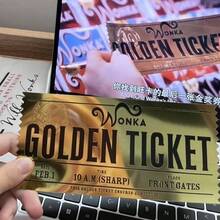 1pc Charlie And The Chocolate Factory Gold Coin Ticket, Plastic Foil Card, Lucky Ticket, Cosplay Prop, Bookmark, Party Card, Novelty, Surprise, Anime Merchandise, Best Gift For Friends, Suitable For Men & Women - Prop Money Bills